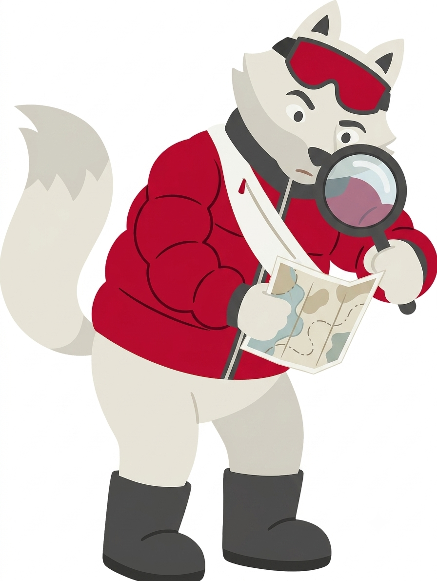AI single: Lief inspecting a map with a magnifying glass