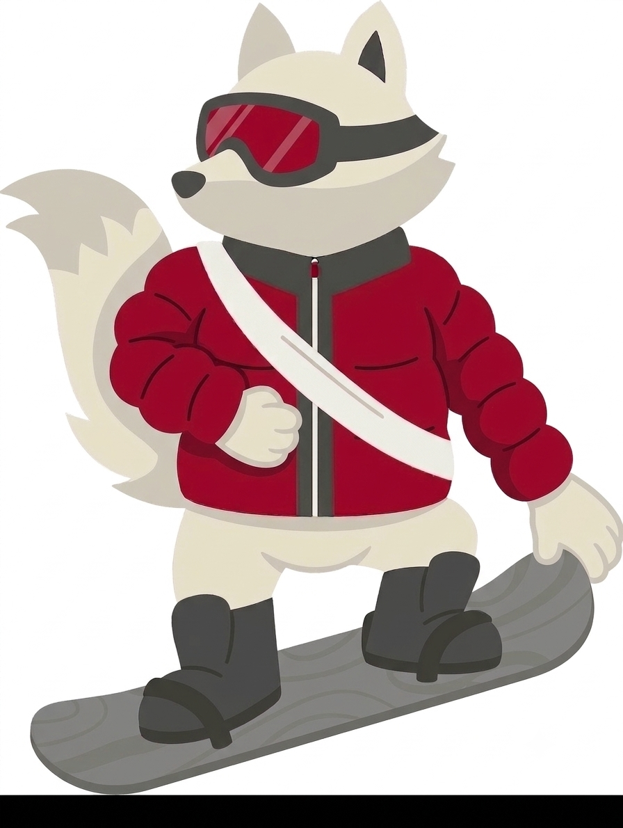 AI single: Lief pressing the tail of his snowboard