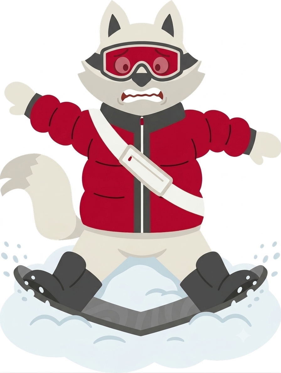 AI single: Lief braking wide-eyed in a snow plow